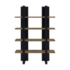 4-shelf Wood Bookcase in Aged Walnut and Black