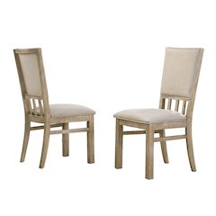 Set of 2 Fabric Upholstered Side Chairs in Wheat