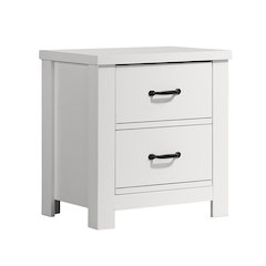 2 Drawers Wooden Nightstand in White