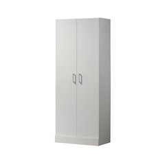 Modern Double Door Storage Cabinet with Metal Handles in White