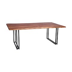 Porter Designs Manzanita Live Edge Solid Sheesham Wood Dining Table, Brown