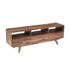 Porter Designs Fusion Solid Sheesham Wood TV Stand, Light Brown