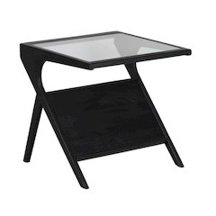 Canberra Solid Mango Wood End Table, Black