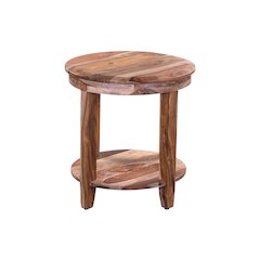 Sonora Solid Sheesham Wood Round End Table, Brown