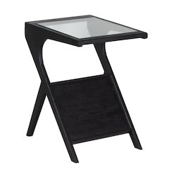 Canberra Solid Mango Wood End Table, Black