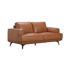 Pirelli Full-Grain Leather Loveseat, Brown