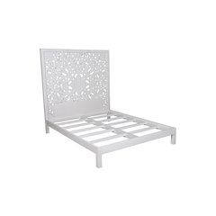 Porter Designs Bali Solid Hand Carved Wood Queen Bed, White