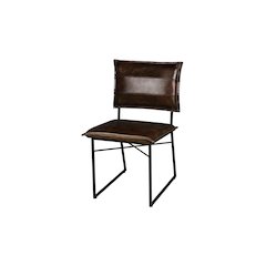 Porter Designs Malin Top Quality Leather Dining Chair, Dark Brown (Set of 2)
