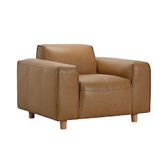 Nerio Top-Grain Leather Chair, Brown