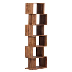 Porter Designs Urban Solid Sheesham Wood 6 Shelf Bookcase, Natural