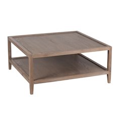 Lowell Solid White Oak Wood Coffee Table, Brown