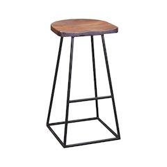 Porter Designs Clement Solid Sheesham Wood 30" Bar Stool, Gray