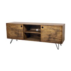 Porter Designs Alpine Solid Wood TV Stand, Natural