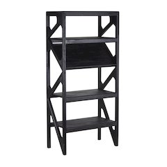 Canberra Solid Mango Wood Bookcase, Black