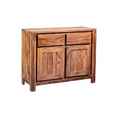 Porter Designs Urban Solid Sheesham Wood 2 Drawer Sideboard, Natural