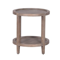 Lowell Solid White Oak Wood End Table, Brown