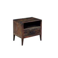 Porter Designs Fall River Solid Sheesham Wood Nightstand, Gray