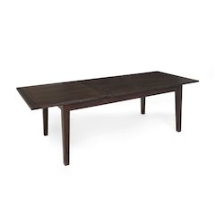 Fall River Solid Sheesham Wood Pop-Up Extension Dining Table, Brown