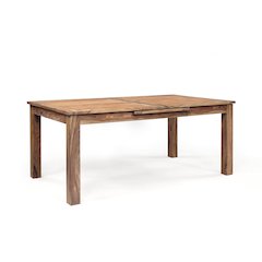 Urban Solid Sheesham Wood Pop-Up Leaf Dining Table, Natural
