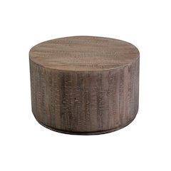 Porter Designs Drum Gray Wash Mango Wood Coffee Table, Gray