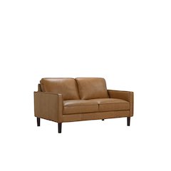 Soria Top-Grain Leather Loveseat, Brown