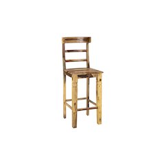 Taos Solid Sheesham Wood Ladderback 30" Bar Height Bar Stool, Natural (Set of 2)