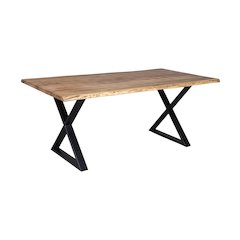 Porter Designs Manzanita Live Edge Solid Acacia Wood Dining Table, Natural