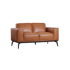 Porter Designs Carina Top Grain Leather Loveseat, Brown