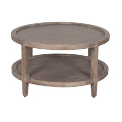Lowell Solid White Oak Wood Coffee Table, Brown