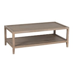 Lowell Solid White Oak Wood Coffee Table, Brown