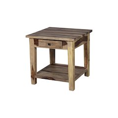 Porter Designs Taos Solid Sheesham Wood End Table, Natural