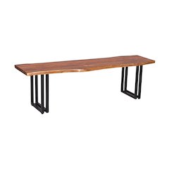 Porter Designs Manzanita Live Edge Solid Sheesham Wood Dining Bench, Brown