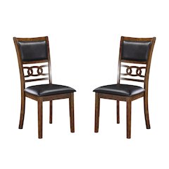 Faux Leather Dining Chairs Set of 2 Contemporary Brown