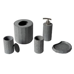 5 Piece Solid Concrete Gray Matte Bathroom Accessory Set