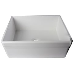 White 26" Decorative Lip Apron Single Bowl Fireclay Farmhouse Kitchen Sink