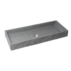 39" Solid Concrete Gray Matte Trough Sink for the Bathroom