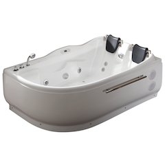 6 ft Right Drain Corner Acrylic White Whirlpool Bathtub for Two