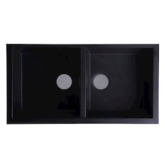 Black 34" Undermount Double Bowl Granite Composite Kitchen Sink