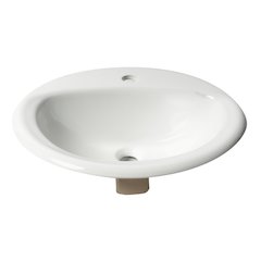 White 21" Oval Drop In Ceramic Sink with Faucet Hole