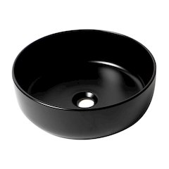 Black Matte 15" Round Above Mount Ceramic Sink