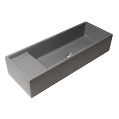 39" Grey Matte Above Mount Fireclay Bathroom Trough Sink