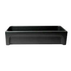 36" Black Matte Above Mount Fireclay Bathroom Trough Sink
