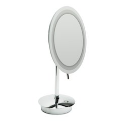 Polished Chrome Tabletop Round 9" 5x Magnifying Cosmetic Mirror with Light