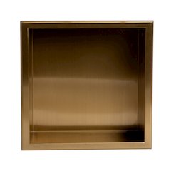 12" x 12" Brushed Gold PVD Stainless Steel Square Single Shelf Shower Niche