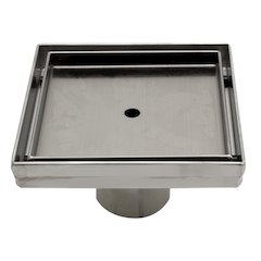 5" x 5" Modern Square Stainless Steel Shower Drain w/o Cover