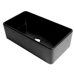 Black Matte Smooth Apron 33" x 18" Single Bowl Fireclay Farm Sink