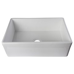 White 30" Decorative Lip Apron Single Bowl Fireclay Farmhouse Kitchen Sink