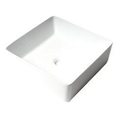 White 16" Modern Square Above Mount Ceramic Sink