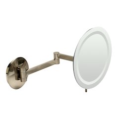 Brushed Nickel Wall Mount Round 9" 5x Magnifying Cosmetic Mirror with Light