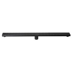 36" Black Matte Stainless Steel Linear Shower Drain with Groove Holes